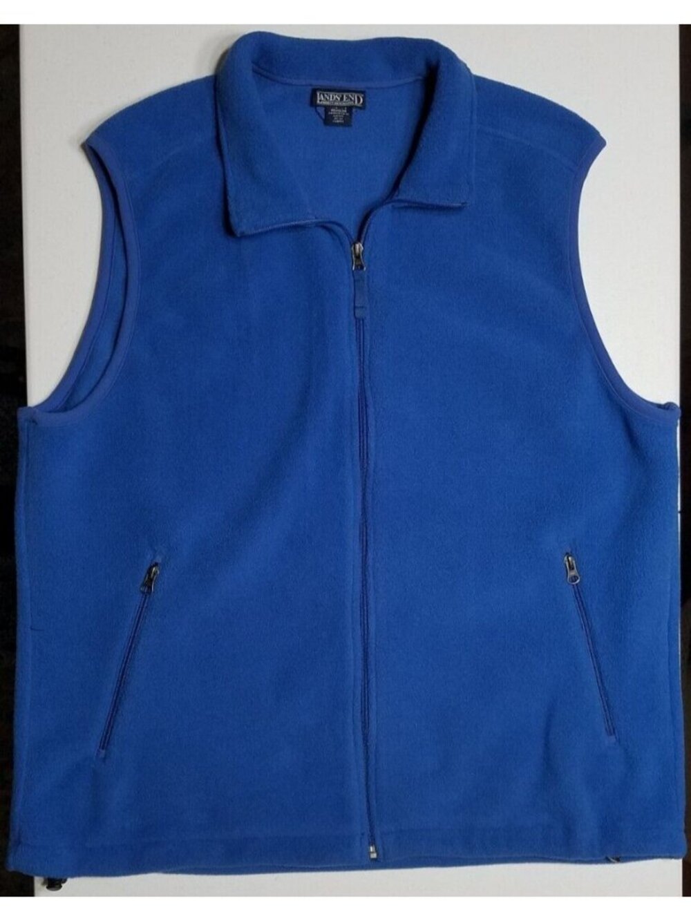 Lands' End Full Zip Aircore-200 Fleece Vest Zipped Pockets Blue Men's Large